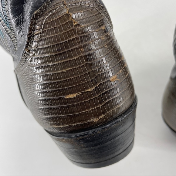 Vintage Justin Style# 8327 Leather Lizard Skin Brown  Western Cowboy Boots 9.5 D - Picture 10 of 13